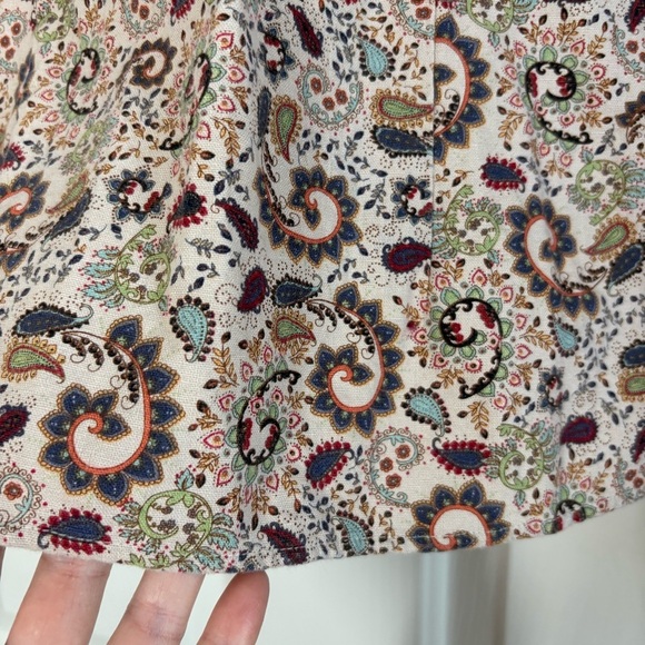 Christopher & Banks Women Button Down Shirt Jacket Small Paisley Coastal Cowgirl - Picture 9 of 12